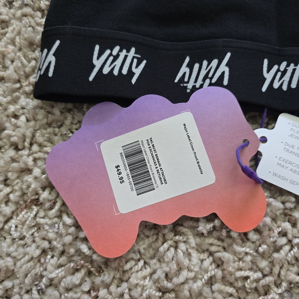 NWT Fabletics YITTY Iconic Black Major Label Cross Front Sports Bralette - Small - Picture 6 of 9